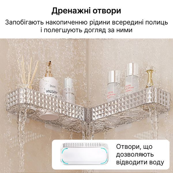 Полка настенная навесная в ванну, пластиковая угловая полка-трансформер SP2t фото